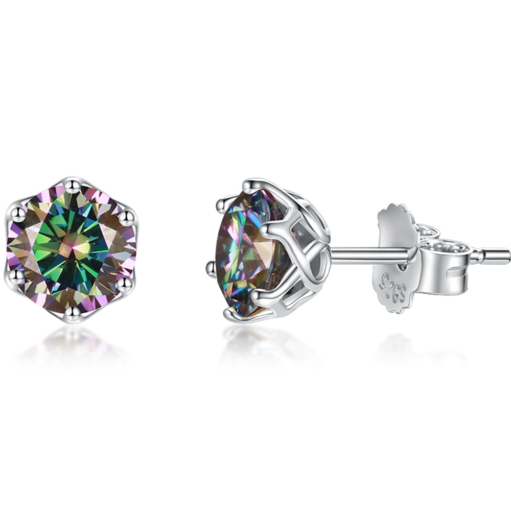 Moissanite 6 Prong Lattice Stud Earrings (3) Moissanite 6 Prong Lattice Stud Earrings Multi