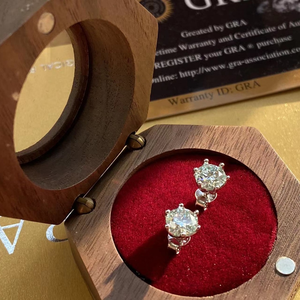 Moissanite 6 Prong Lattice Stud Earrings Ice Blue (2) Moissanite 6 Prong Lattice Stud Earrings Ice Blue