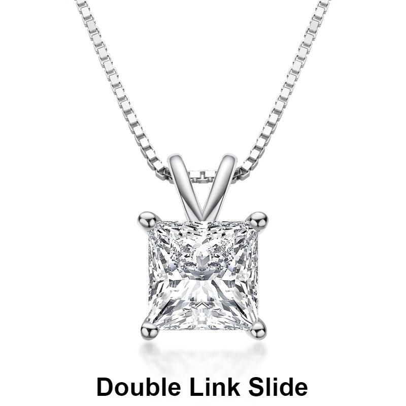 Double Slide Link Princess Cut Moissanite Pendant