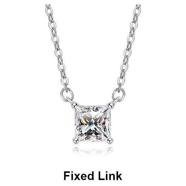 'Pari' 1 Carat Genuine Princess Cut Moissanite Pendant + Necklace