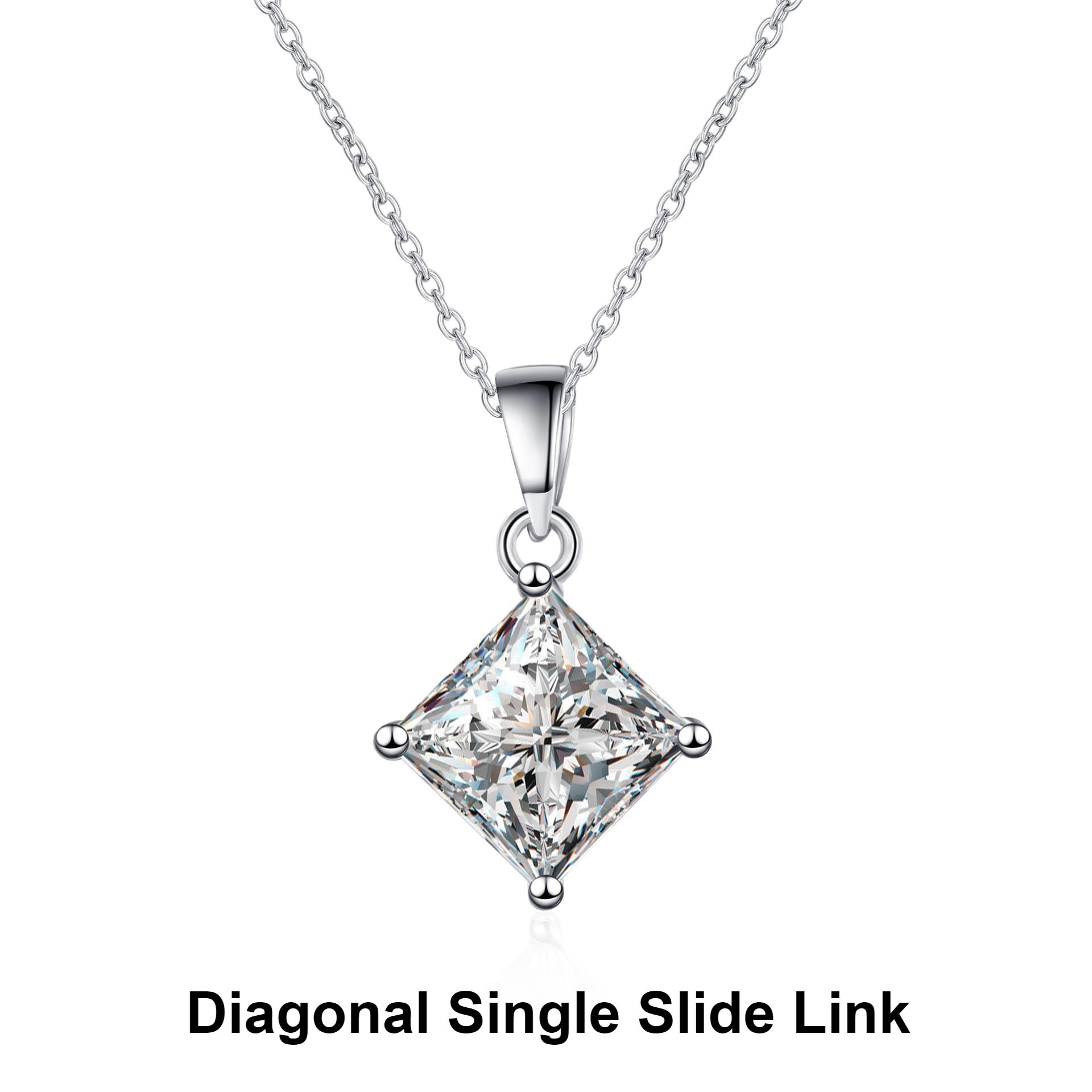 Diaganonal Set Princess Cut Moissanite Pendant