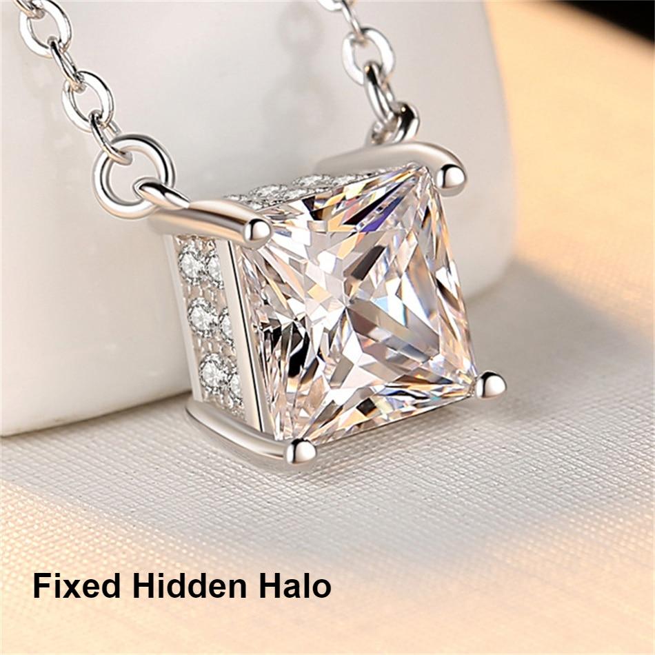2ct Princess Cut Moissanite Pendant Fixed Set Double Halo