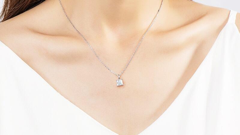 Princess Cut Moissanite Pendant