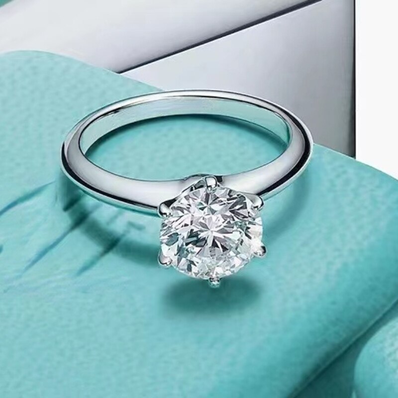 2 Carat Round Moissanite Classic 6 Prong Solitaire Ring (1)