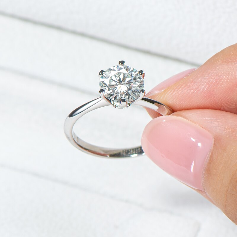 2 Carat Round Moissanite Classic 6 Prong Solitaire Ring (2) 2 Carat Round Moissanite Classic 6 Prong Solitaire Ring