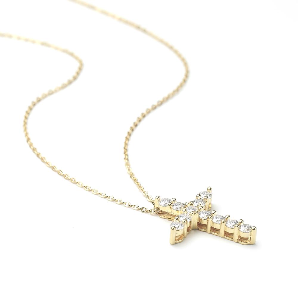 Madonna Moissanite Cross Pendant YG Madonna Moissanite Cross Pendant