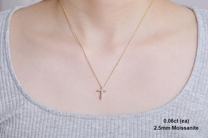 Madonna Moissanite Cross Pendant 2.5mm Modelled Madonna Moissanite Cross Pendant