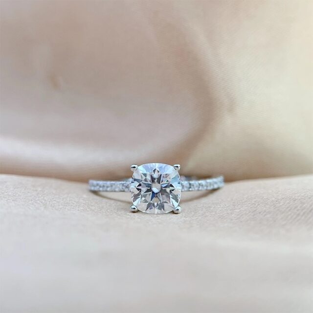 Cora Cushion Cut Moissanite 4 Prong Ring