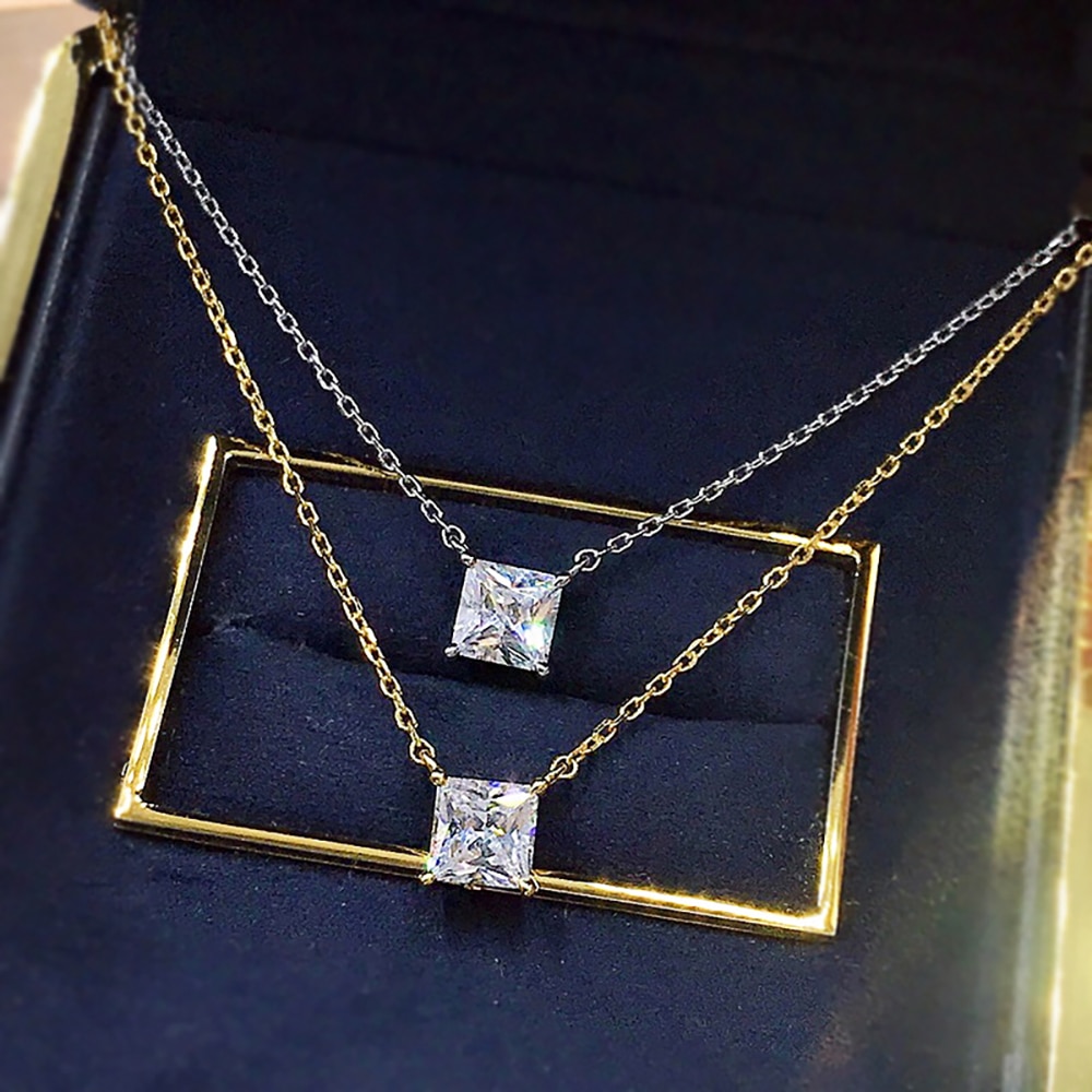 Fixed Princess Cut Moissanite Pendant (3)
