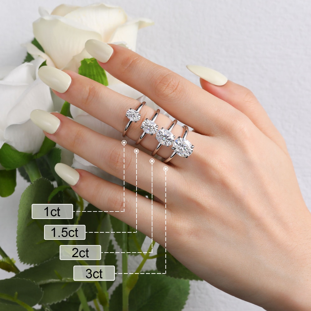 oval moissanite 4 Prong ring with  hidden halo 