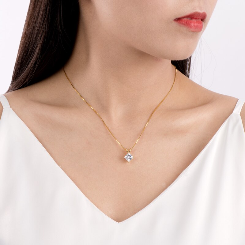 Pari Diagonal Double Link Princess Cut Moissanite Pendant (3) Princess Cut Moissanite Pendant