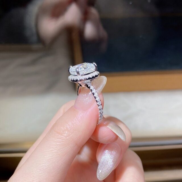 Sofia 5ct Cushion Cut Moissanite Halo Ring (2) 5 Carat Cushion Cut Moissanite Halo Ring