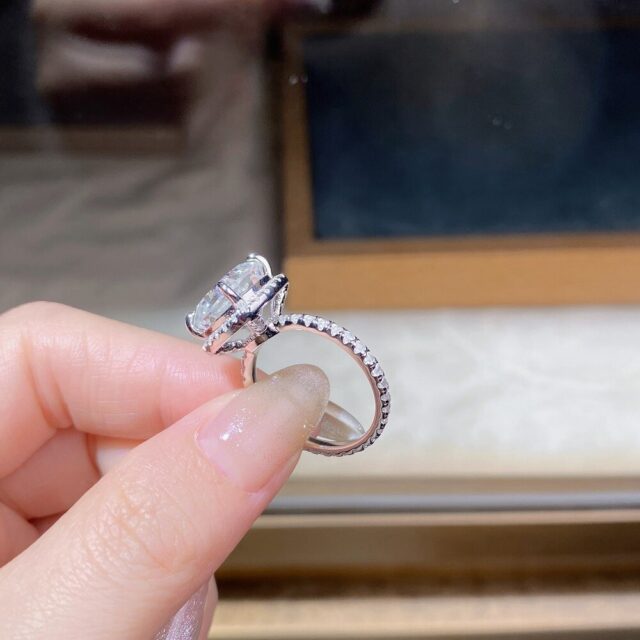 5 Carat Cushion Cut Moissanite Halo Ring