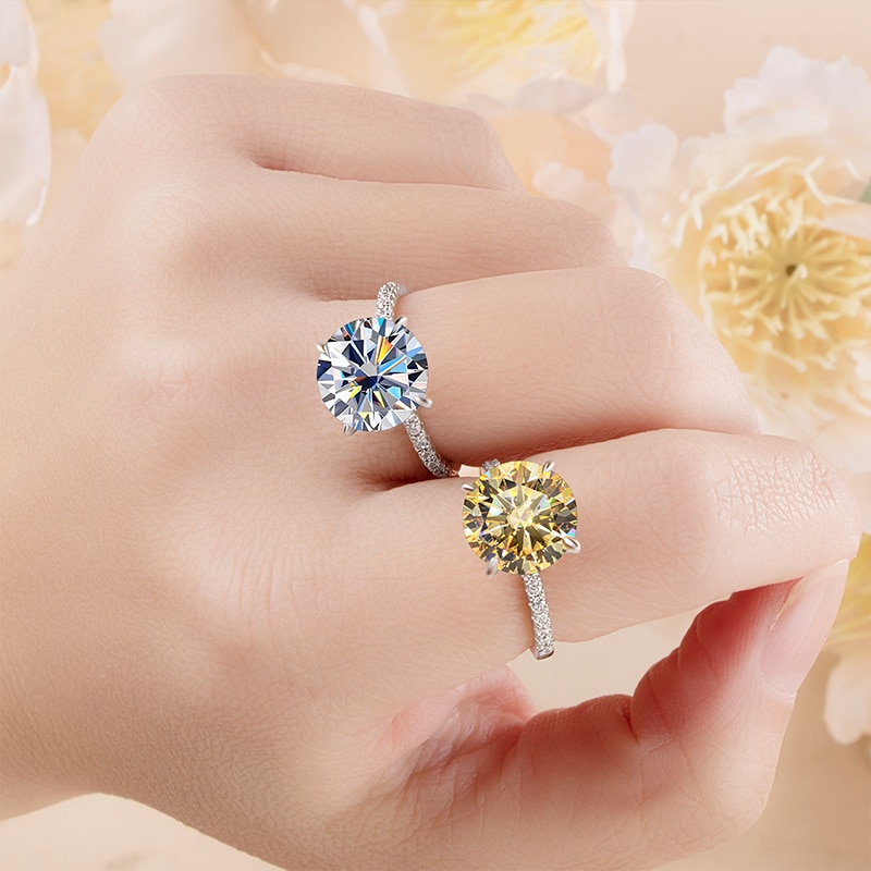 Soleil 5 Carat Round Moissanite 4 Prong Solitaire Ring (1) Soleil 5 Carat Round Moissanite 4 Prong Solitaire Ring