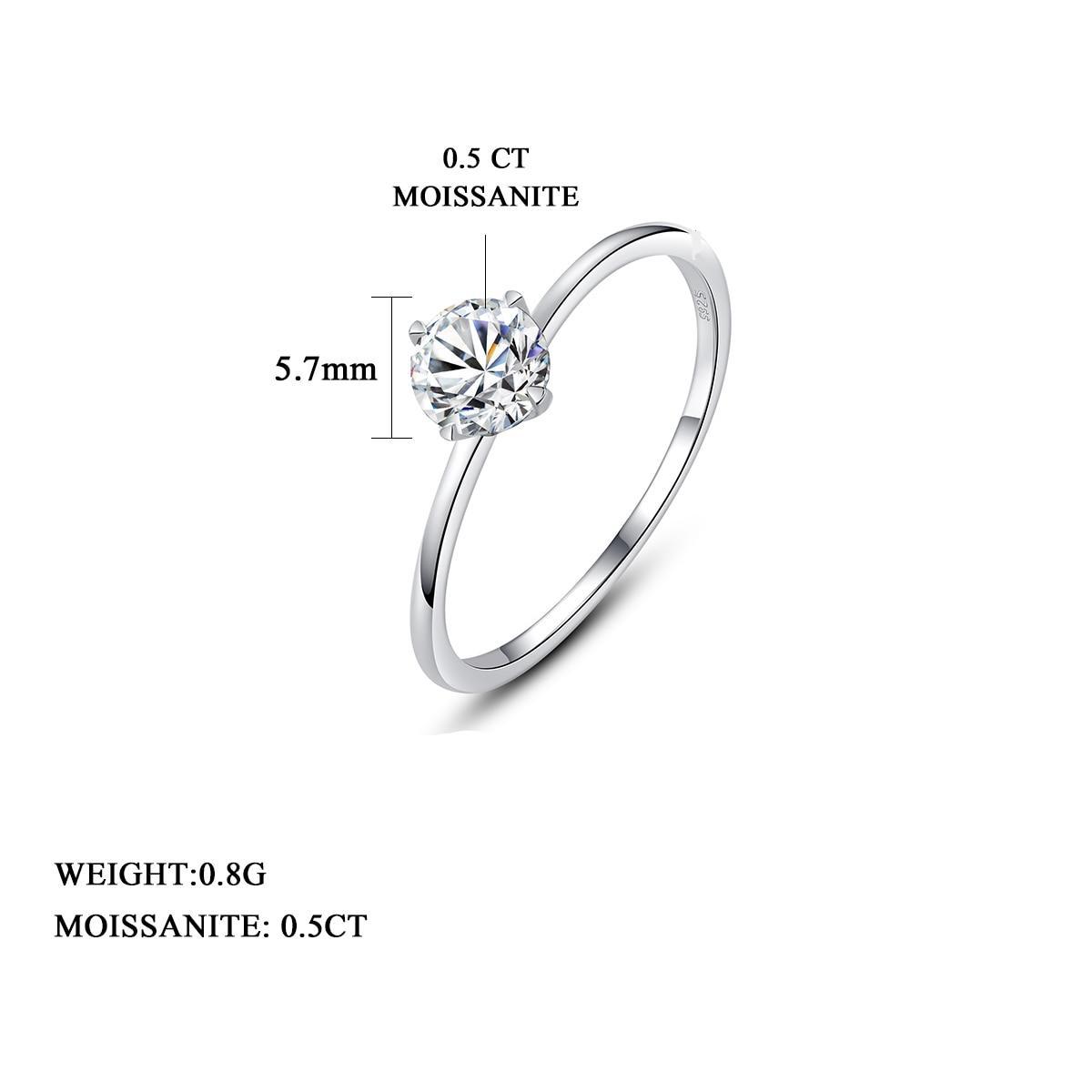 0.5ct Round Moissanite 4 Prong Solitaire Ring for Girls (2) 0.5ct Round Moissanite 4 Prong Solitaire Ring for Girls