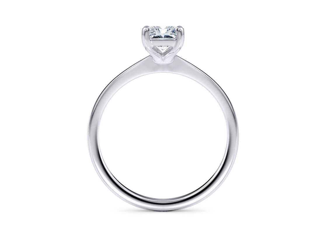Elise Emerald Radiant Cut Moissanite Solitaire Ring (Upright Side)