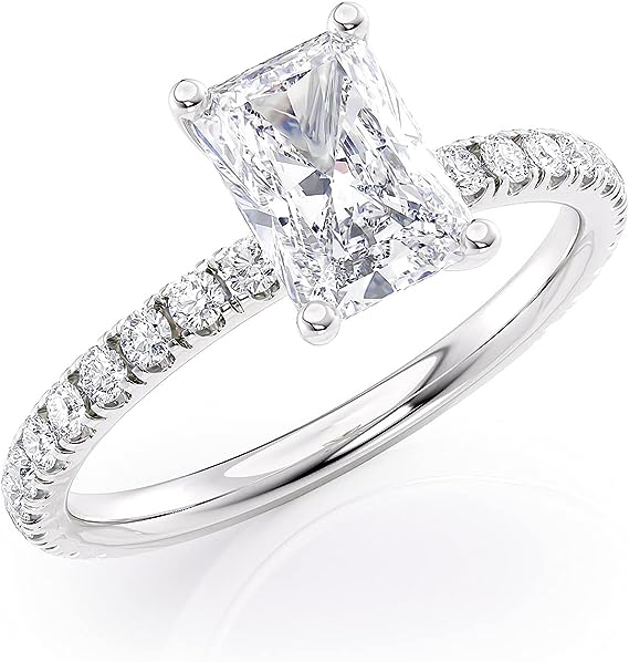 Rochelle 2ct Emerald or Radiant Cut Ring with Half Pave Band Rochelle 2ct Emerald or Radiant Cut Ring with Half Pave Band