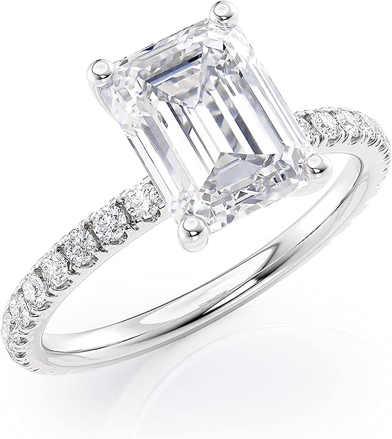 Rochelle 2ct Moissanite Radiant or Emerald Cut Ring with Half Pave Band Rochelle 2ct Moissanite Radiant or Emerald Cut Ring with Half Pave Band