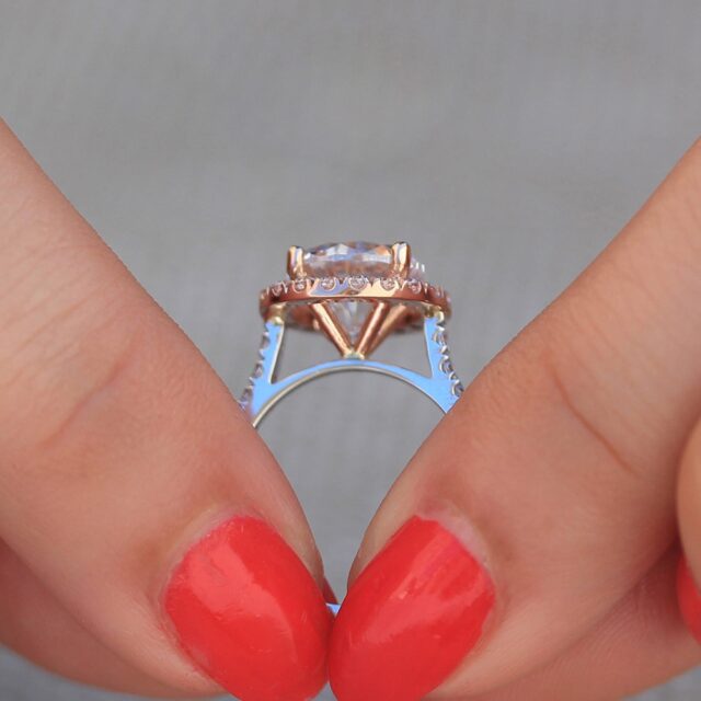 Rosemary 3.5ct Halo round Moissanite Ring (5) Rosemary 3.5ct Halo round Moissanite Ring