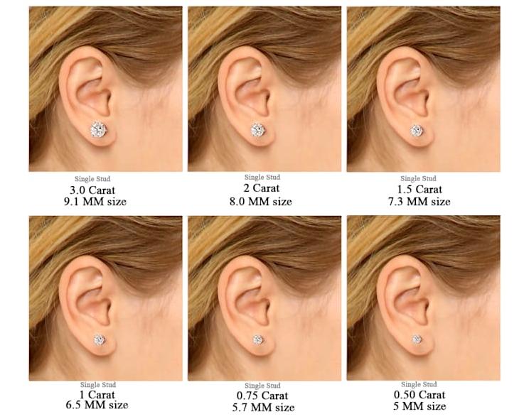 2 Ct 14K Gold IGI Certified Lab Grown Round Shape 6 Prong Diamond Stud Earrings Friendly Diamonds - 132LWB