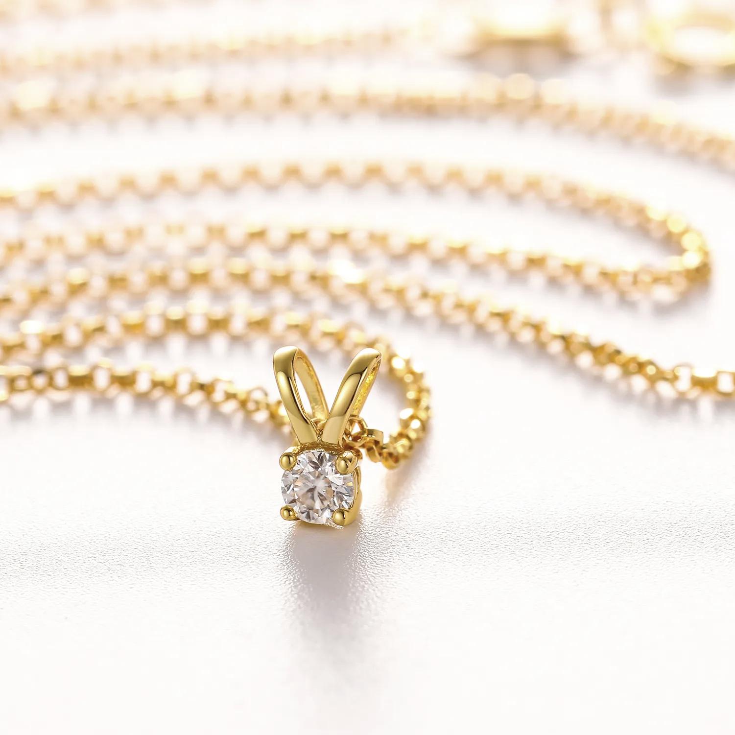 Blaine Round Moissanite Double Link Pendant + Necklace (1)