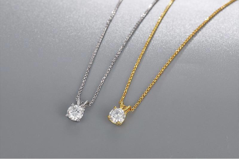 Brilliant Cut Moissanite Double Link Pendant + Necklace (3) Brilliant Cut Moissanite Double Link Pendant + Necklace