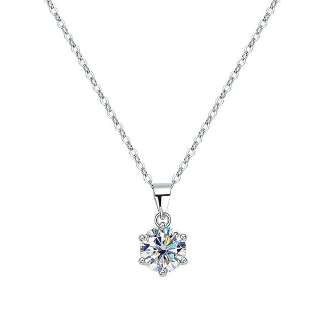 1 to 3 Carat Modern Round Solitaire Moissanite Pendant with Chain