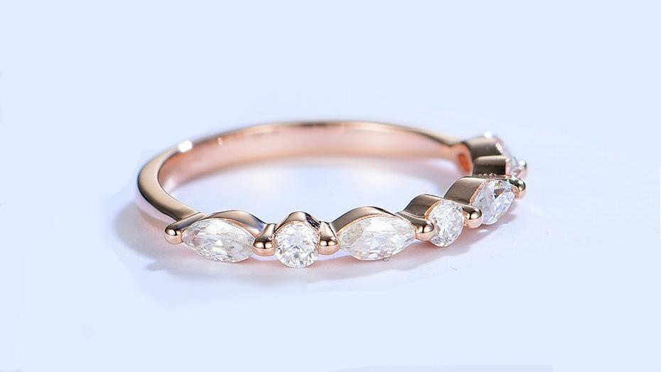 Brilliant Marquise Moissanite Bubble Ring