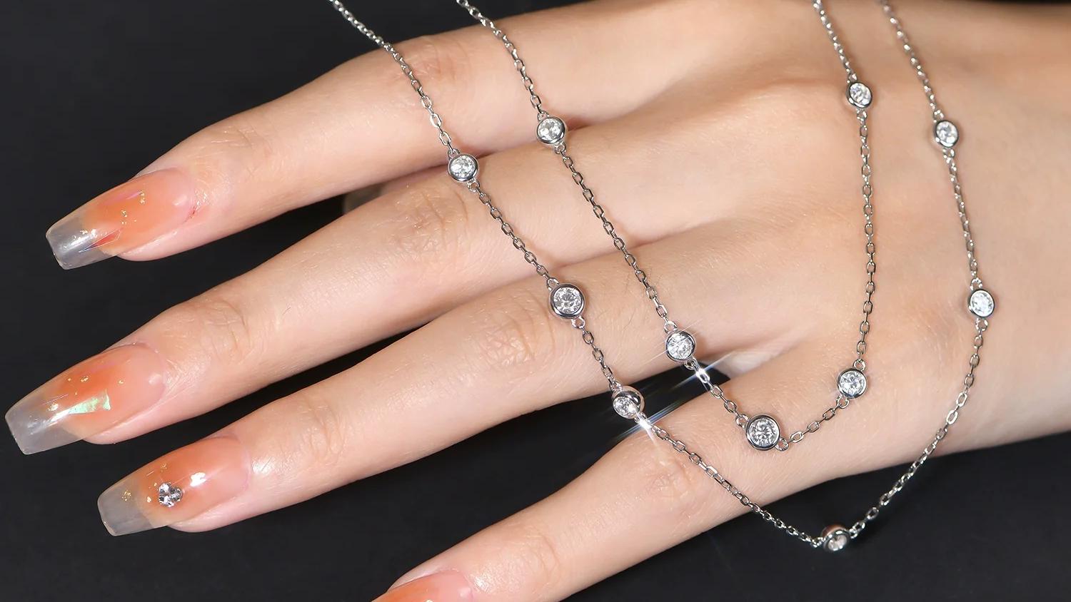 Beatrice Round Moissanite Bezel Set Necklace